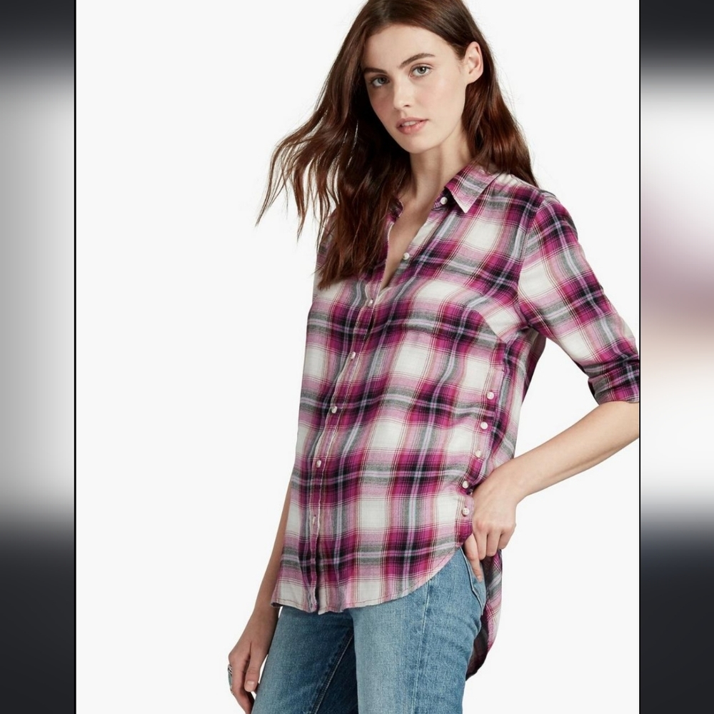 Lucky Brand - Side Button Plaid Shirt - Size XS